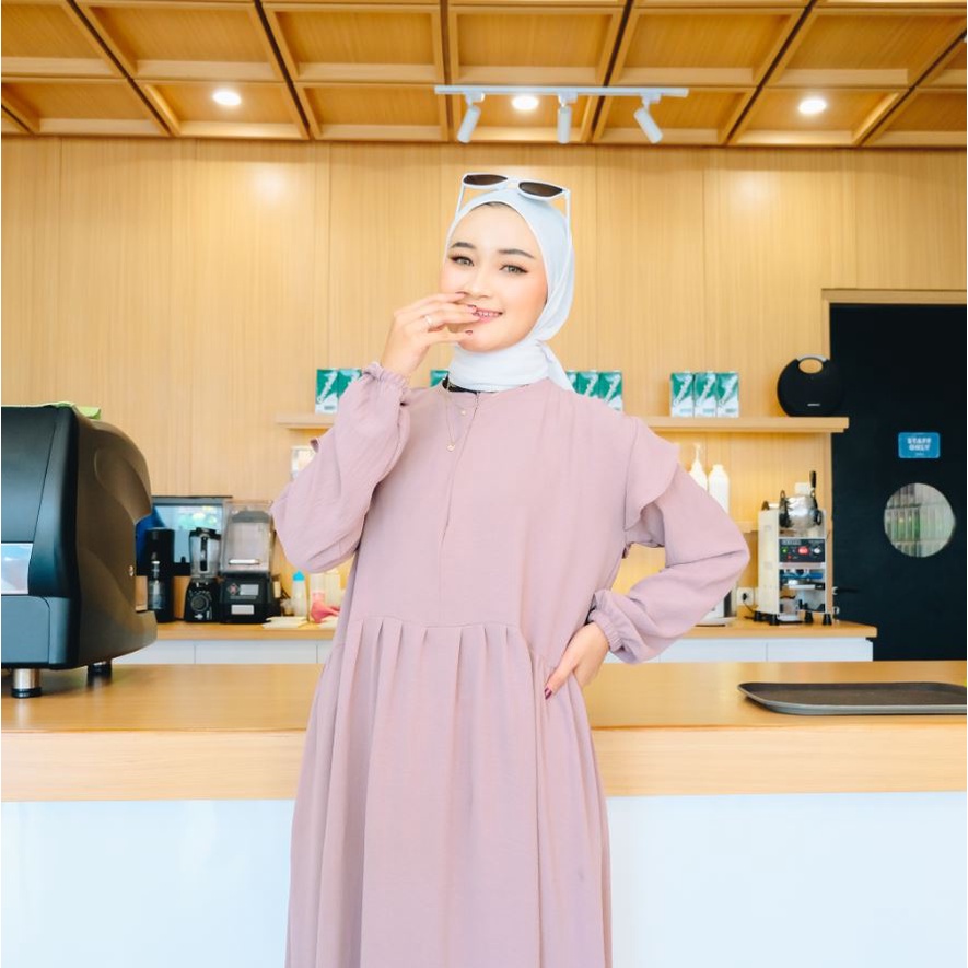 (MGA) GAMIS GENKA OVERSIZE MIDI DRESS REMAJA WANITA CRINCLE AIRFLOW