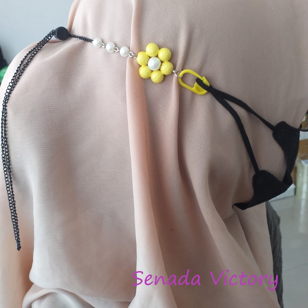 Senada Victory Kalung Masker Bunga Bolong Unik 2 IN 1 Strap Mask Tali Mask Konektor Hijab Adjustable Stopper SKM07