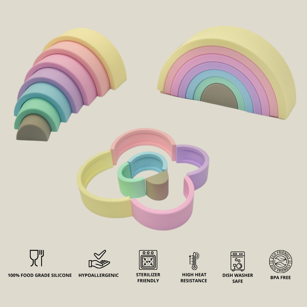 SILICONE STACKER RAINBOW 7 layers - mainan susun pelangi 7 lapis