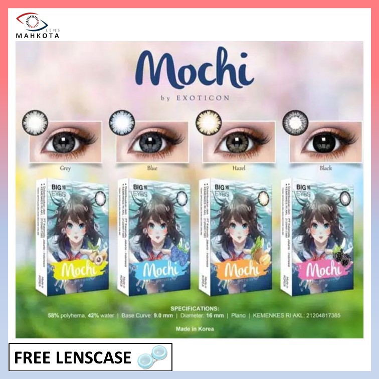 SOFTLENS X2 MOCHI / NORMAL &amp; MINUS (-0.50 s/d -3.00) BY EXOTICON BIG EYES 16 MM / BLACK BLUE HAZEL GREY / Softlen Soflens Soflen