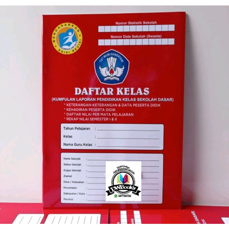 

buku daftar kelas/nilai SD K13 ( 1 paket isi 12 buku )