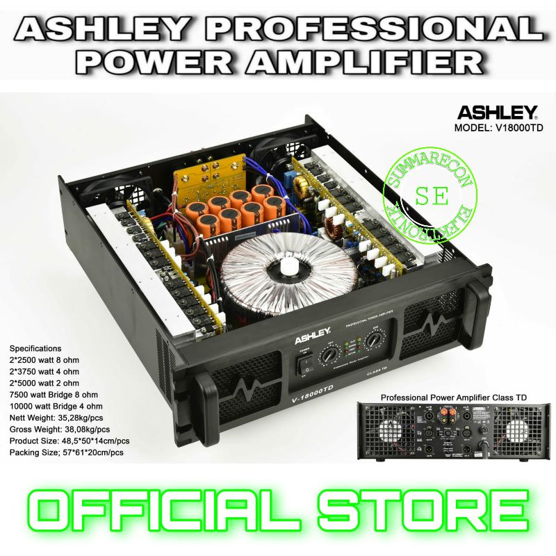 power amplifier 2 channel original ashley v18000td power amplifier ashley