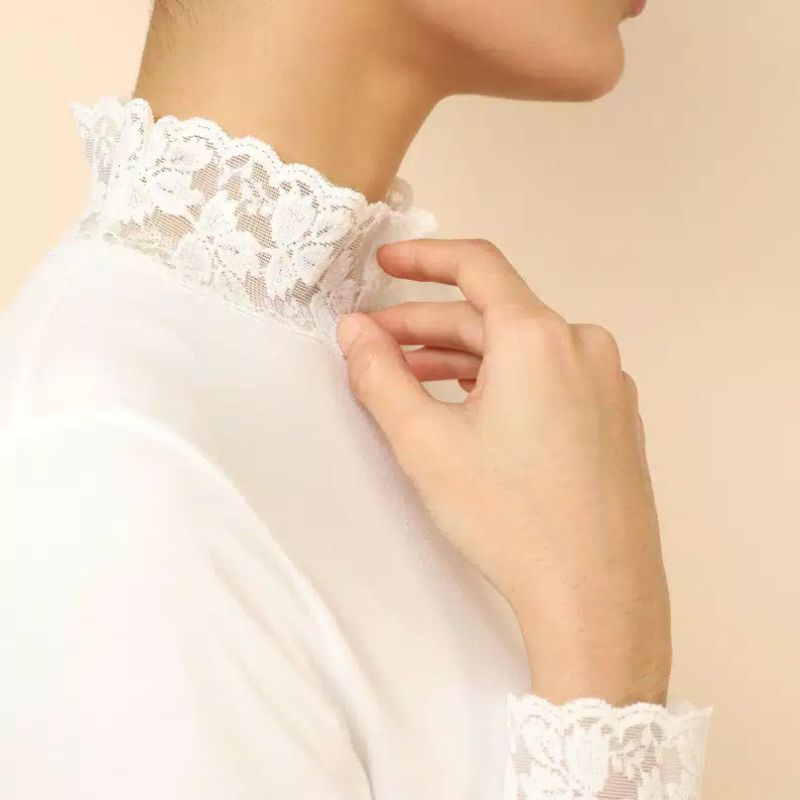 Manset Renda lengan panjang atasan baju kaos wanita Bodyfit  uniqlo promo murah clothing clover