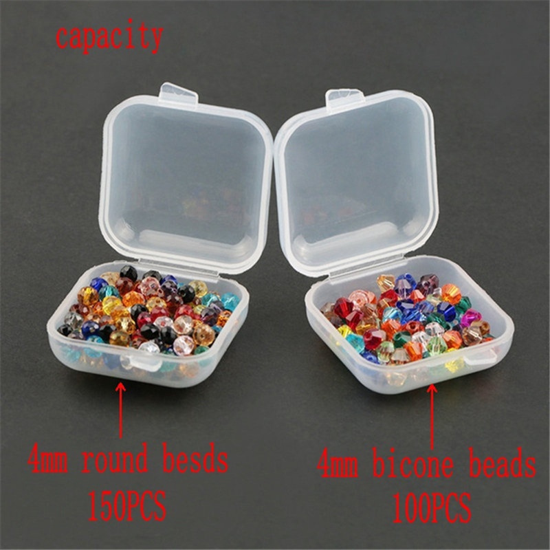 10 / 20pcs Kotak Penyimpanan Perhiasan Anting Cincin Bahan Plastik Transparan Bentuk Persegi Kecil