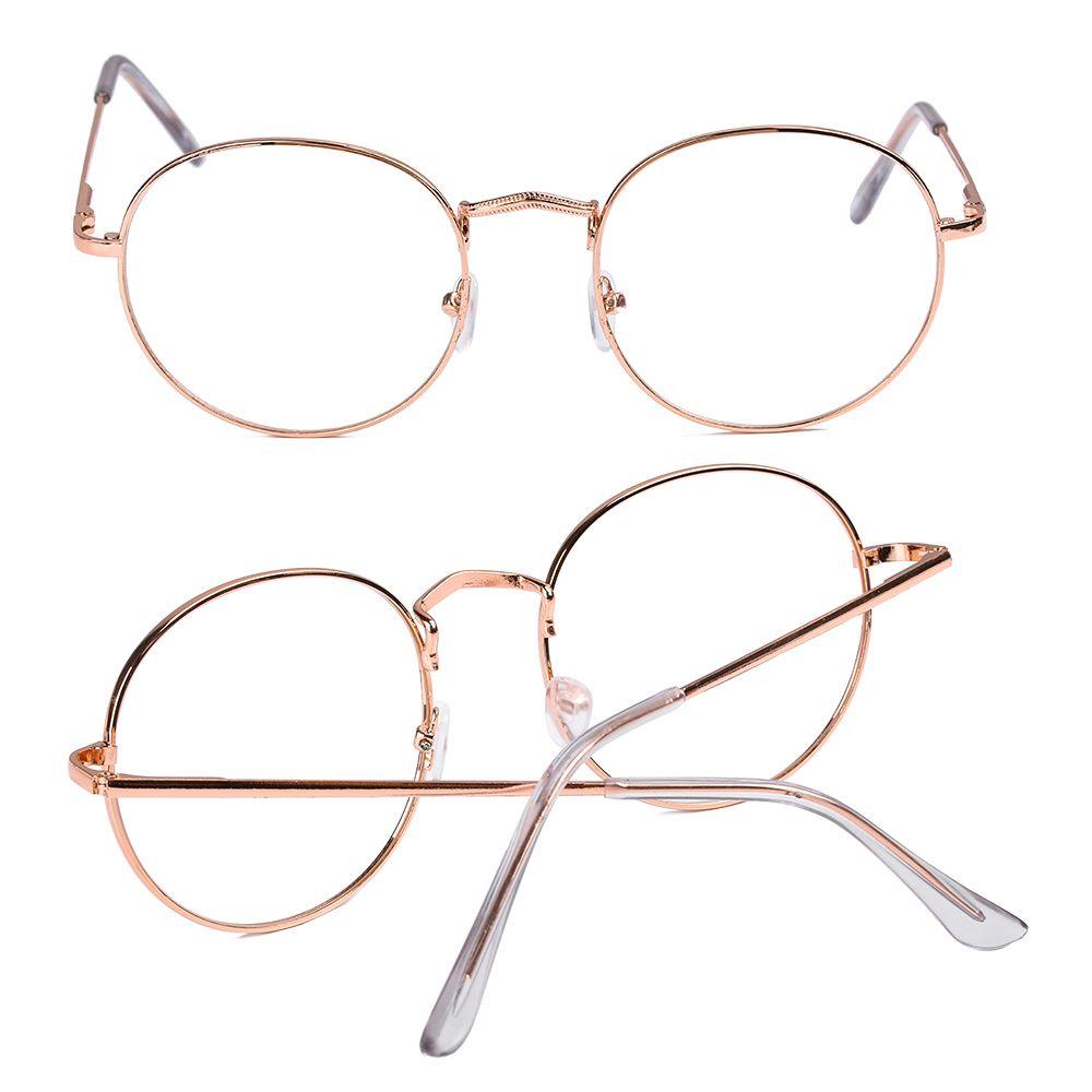 Wonder Kacamata Bulat Wanita Pria Portable Oversized Metal Optical Glasses