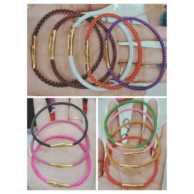 gelang tali kuncian tombol(pencetan)/gelang tali waterproof/gelang kawat anti air 3mm (free 2karet)