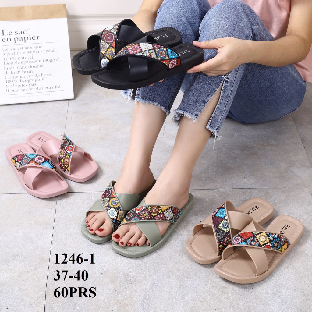 SANDAL BALANCE 1246 1 SLOP SILANG ETNIK ORIGINAL SENDAL WANITA JELLY IMPORT LENTUR ANTI SLIP