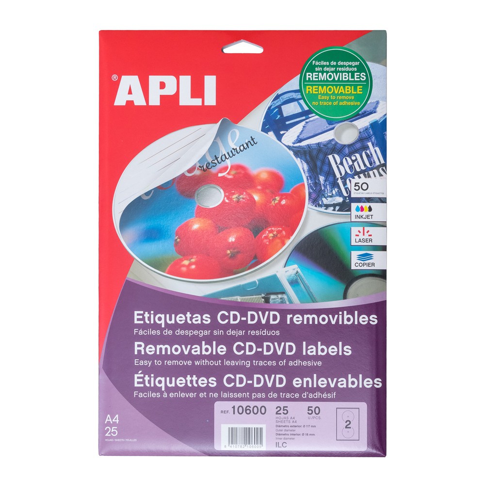 

[Zada] APLI Label Removable Removable Mega CD/DVD 50 unit 10600