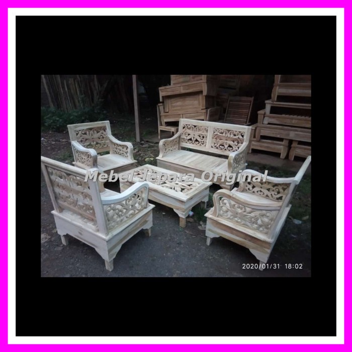 Kursi ukir kayu jati - Meja Kursi Ruang Tamu Mebel Jati Mentahan