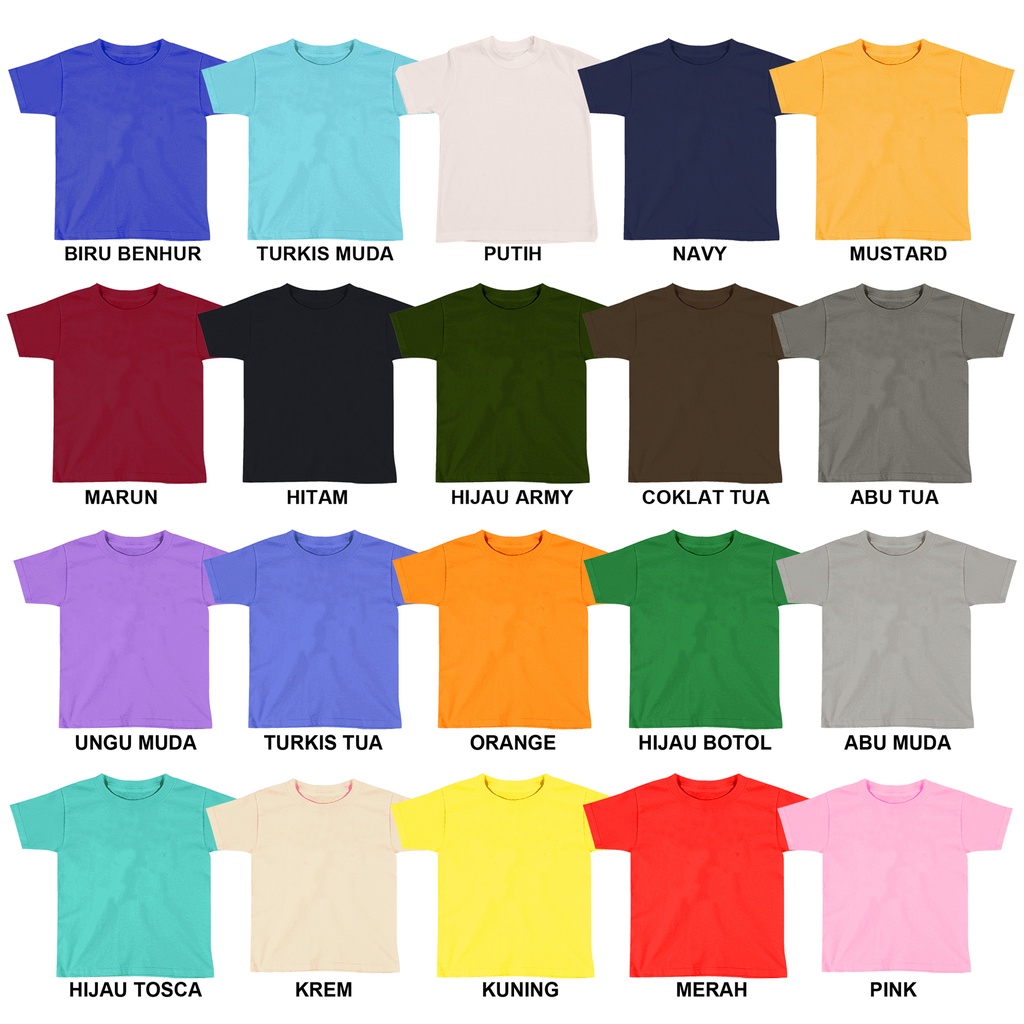 KAOS POLOS ANAK COTTON COMBED 30S 1-10 Tahun - KAOS LENGAN PENDEK LAKI-LAKI PEREMPUAN ROUND BASIC POLOSAN REGULAR UNISEX SIGN CLOTH