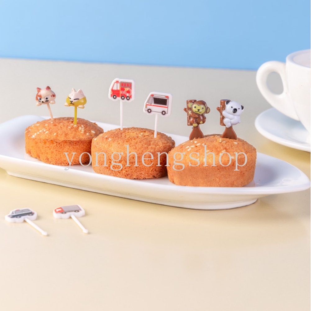 6pcs / set Garpu Tusuk Gigi Desain Kartun Kucing Koala Beruang Untuk Makanan Ringan Anak