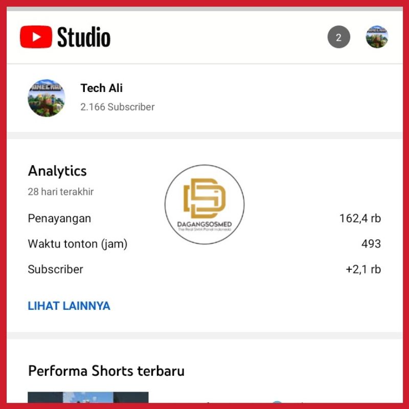 CHANNEL YOUTUBE SUBSCRIBE 2000++ BUAT BAHAN CHANNEL