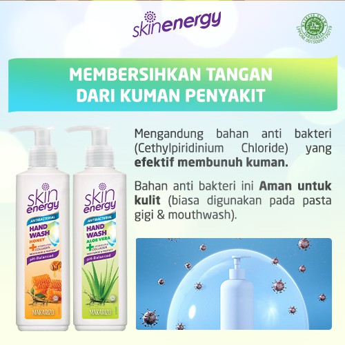 Makarizo Skin Energy Anti Bacterial Hand Wash Honey 250 mL / Sabun Cuci Tangan / Sabun Collagen-3