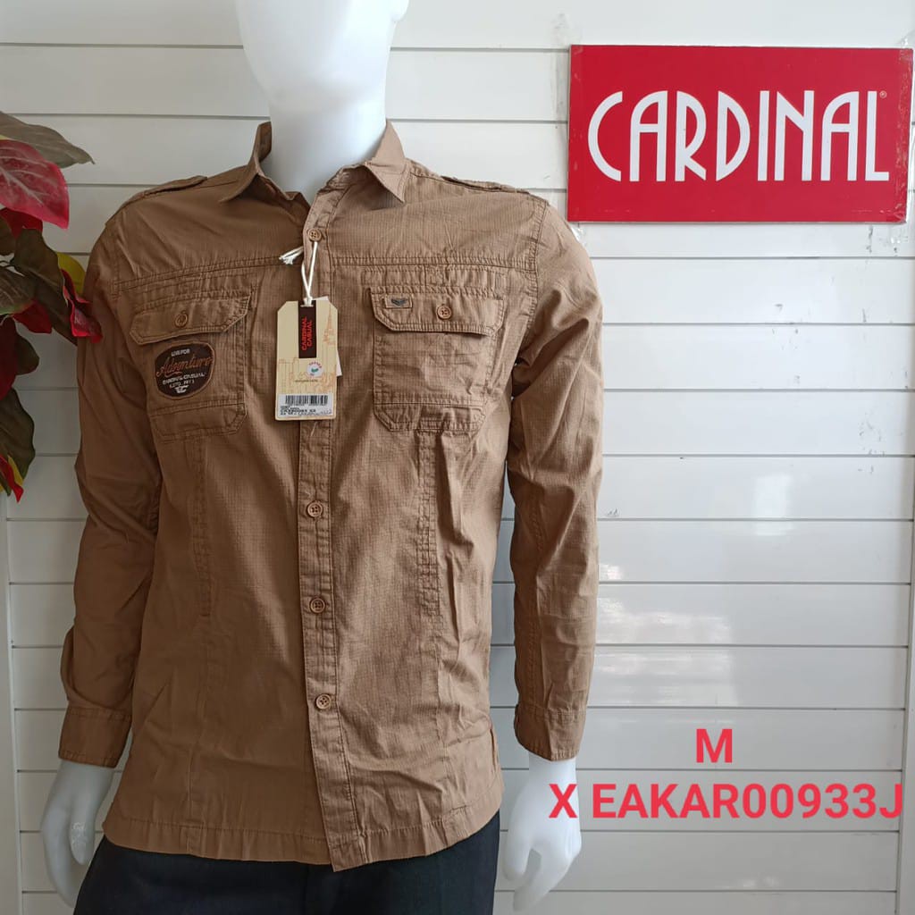 gos S-M CARDINAL KEMEJA CASUAL Pakaian Atasan Pria Kemeja Reguler Hem Casual Santai Lengan Panjang