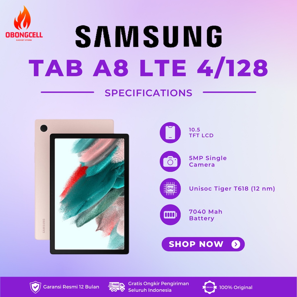 SAMSUNG GALAXY TAB A8 LTE 4/128GB GARANSI RESMI