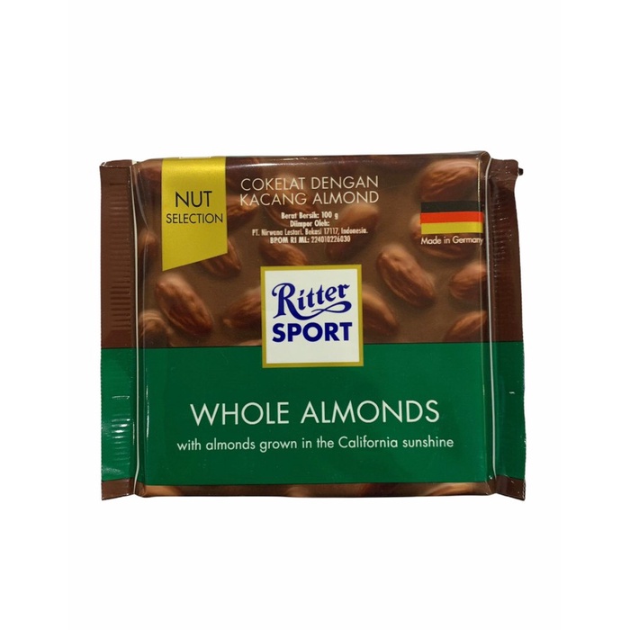 

RITTER SPORT MILK CHOCOLATE WITH WHOLE ALMONDS [100 GR]