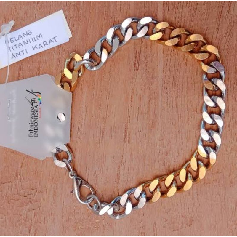 GELANG RANTAI TITANIUM KOMBINASI PRIA WANITA STAINLEES STEEL BAJA