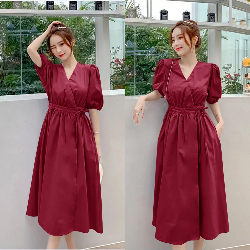 WSE390 - Dress Miyuki UK Fit L To XL LD 110 CM PJ 120 CM Mosscrepe Dress Wanita Tunik Wanita Atasan Wanita Dress Panjang PREMIUM QUALITY