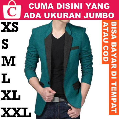 19 Warna Jas Pria Blazer Cowok Laki Polos Kantor Kerja Formal Saku Kantong Pesta Wisuda HIJAU HITAM