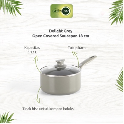 GreenPan - Delight Grey Covered Saucepan 18 cm