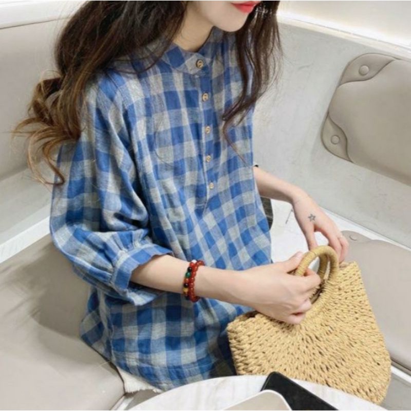 MDLV ~ 8939# Fernanda Double Cloth Plaid Shirt KOTAK BESAR Kemeja Flanel Import