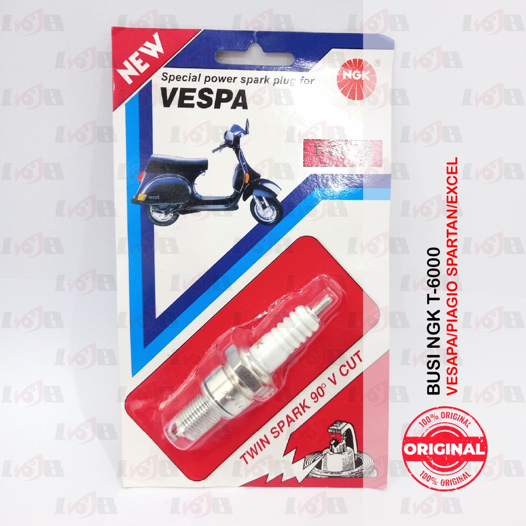 Busi NGK Vespa T6000 Drat Panjang Spartan Excel Spark Plug Busi Motor Vespa Piagio 2T