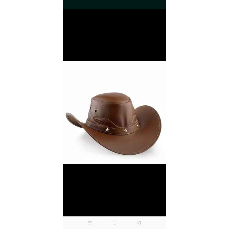 Topi laken koboi kulit asli