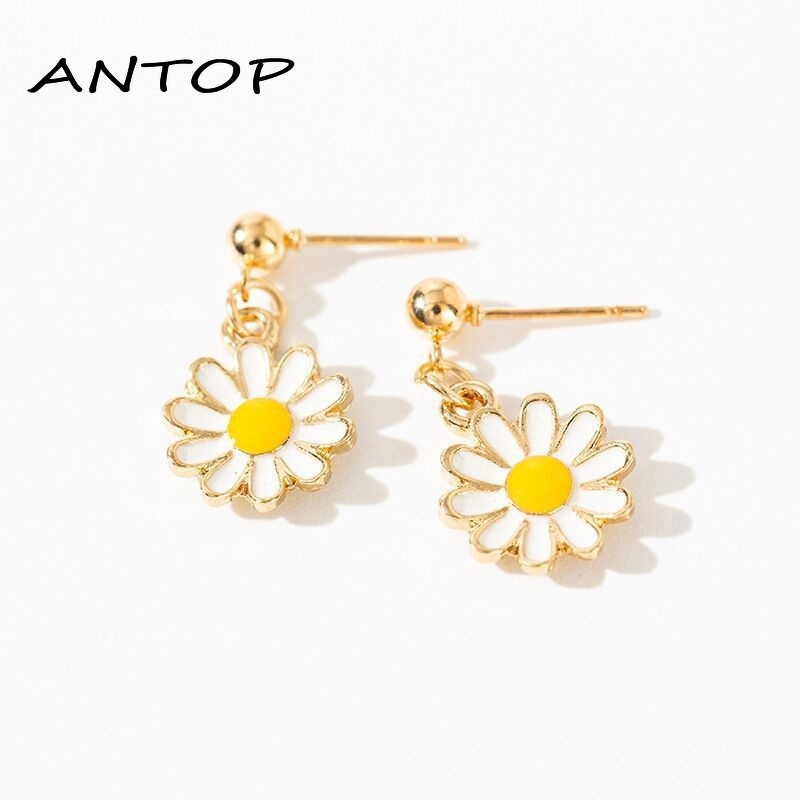 Korea Fashion Little Daisy Earrings Alloy Flower Stud Earrings Manis Wanita Perhiasan Aksesoris  ANTOP