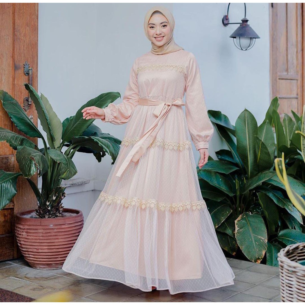 NADIRA PESTA Dress Mewah Dres Gamis Anggun Fashion Ootd Outfit Kekinian Kodangan Ramadan Lebaran Ram