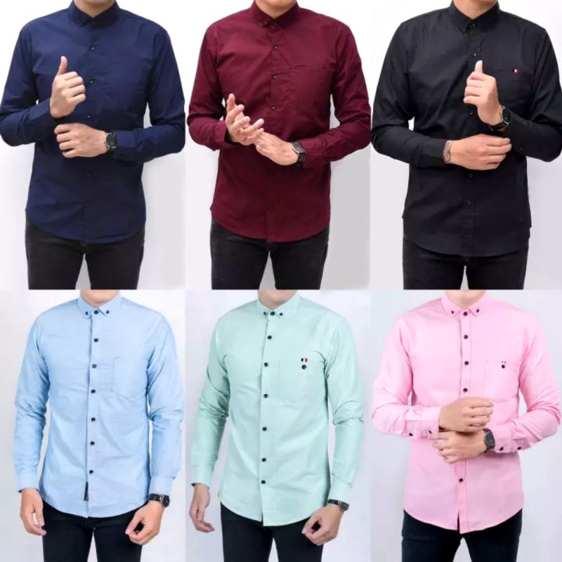 Kemeja Pria Lengan Panjang &amp; Lengan Pendek / Kemeja Polos Pria Oxford Tangan Panjang Pendek / Kemeja Pria Murah