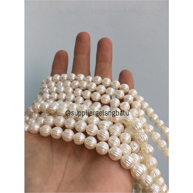 Mutiara Sintetis BULAT ULIR 8MM WHITE PEARL TULANG manik aksesoris