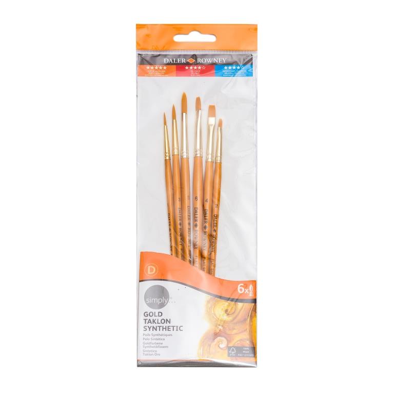 

Daler Rowney Simply Acrylic Gold Taklon SH Brush Set 6pcs #2