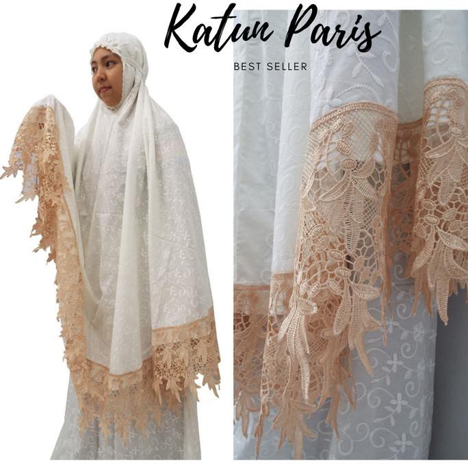 Ori&Terjamin Mukena Jumbo Dewasa Katun Paris Renda, Mukena Katun Jumbo Putih