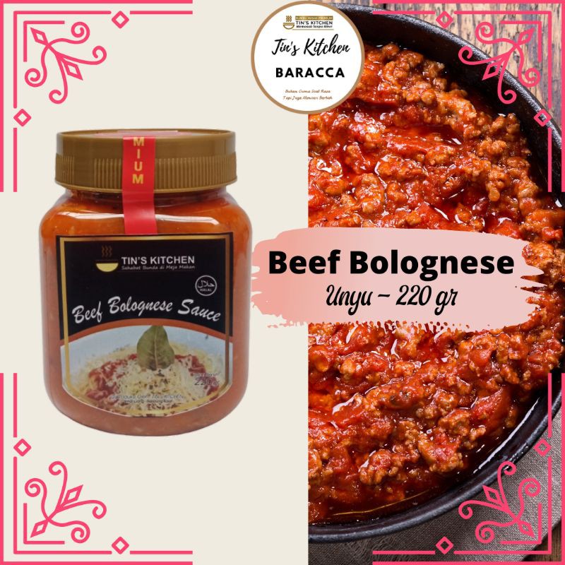 

Beef Bolognese 220gr Tins Kitchen Siap Santap Isi Daging Home Made Non MSG Non Pengawet Kemasan Unyu