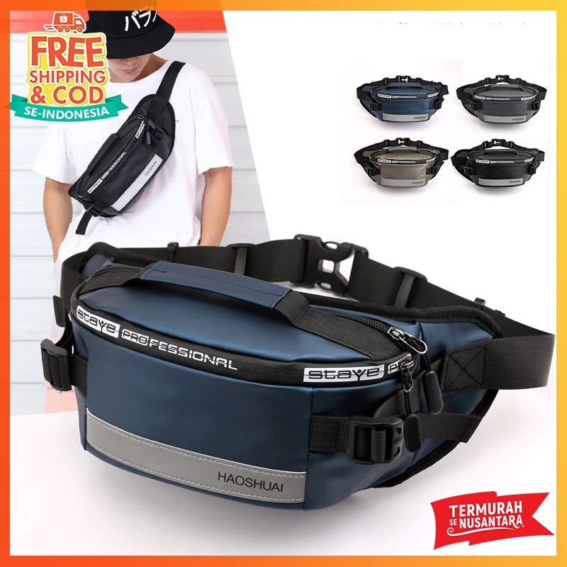 Tas Selempang Pria waterproof Tas pria Anti Air Waistbag Multifungsi Haoshuai