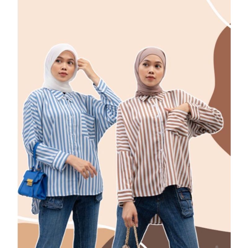 KEMEJA POCKET WANITA  !  KATUN RAYON SALUR, KEMEJA KERJA WANITA