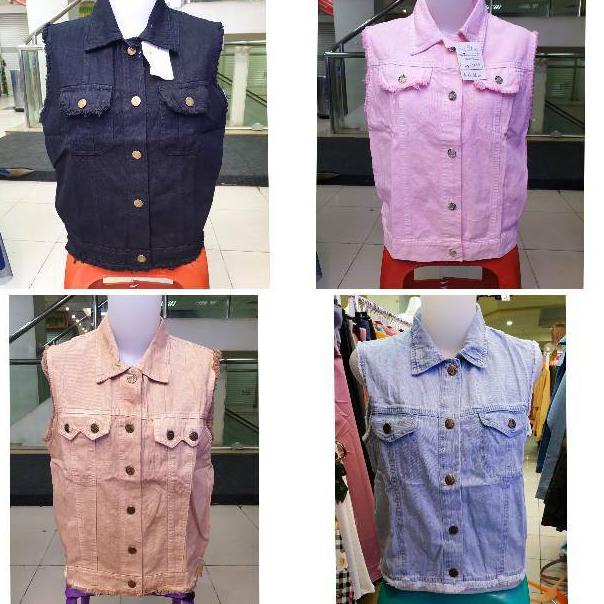 Stok Banyak H6HKY Rompi Jeans wanita Putih Pink Coklat Hijau Tebal ROMPI COKLAT VEST JEANS 57 Model