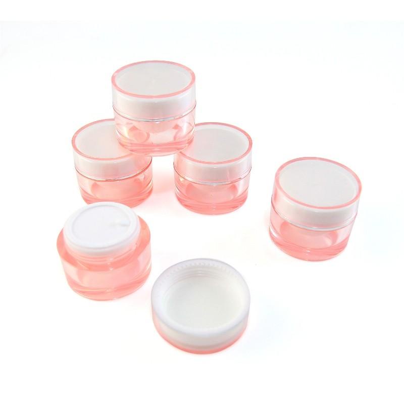 POT KOSMETIK 10 GRAM WARNA PINK BENING / POT CREAM 10GR TERMURAH / BAHAN AKRILIK IMPORT WITH INNER LID - TEKNO KITA