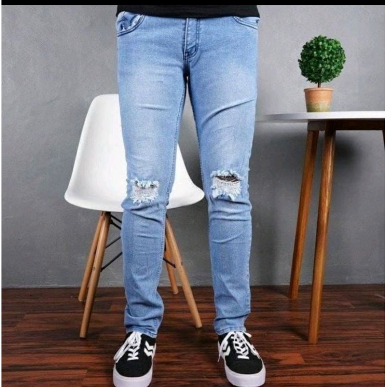 CELANA JEANS PANJANG PRIA SKINNY SOBEK TERBARU/POINTCLOTING