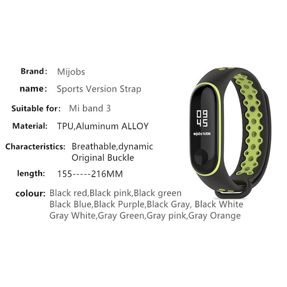 Mijobs Sport Strap Watchband Silicone for Xiaomi Mi Band 3/4