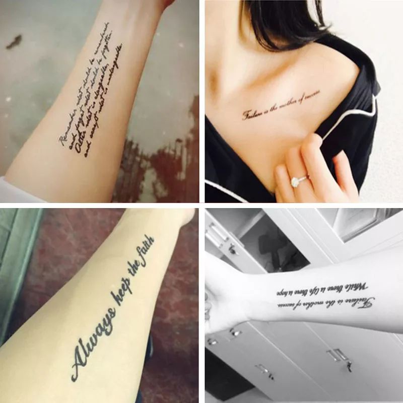 Tato Temporary Tattoo Tato Temporer Tahan Air - Tato Tulisan Bahasa Inggris Motivasi cinta semangat 