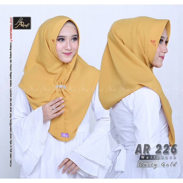 Jilbab Arrafi Hijab AR 226 Instan Polos Hiasan Manik Bunga Senna Store