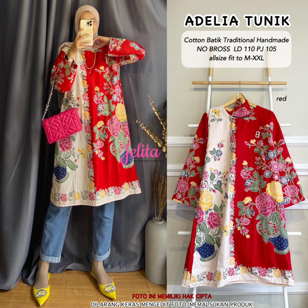 ADELIA TUNIK BATIK SIMPLE RED ORI JELITA