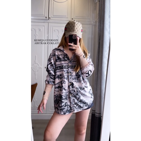 SETCEL DIO ( kemeja + kulot )-COMBI abs COKLAT