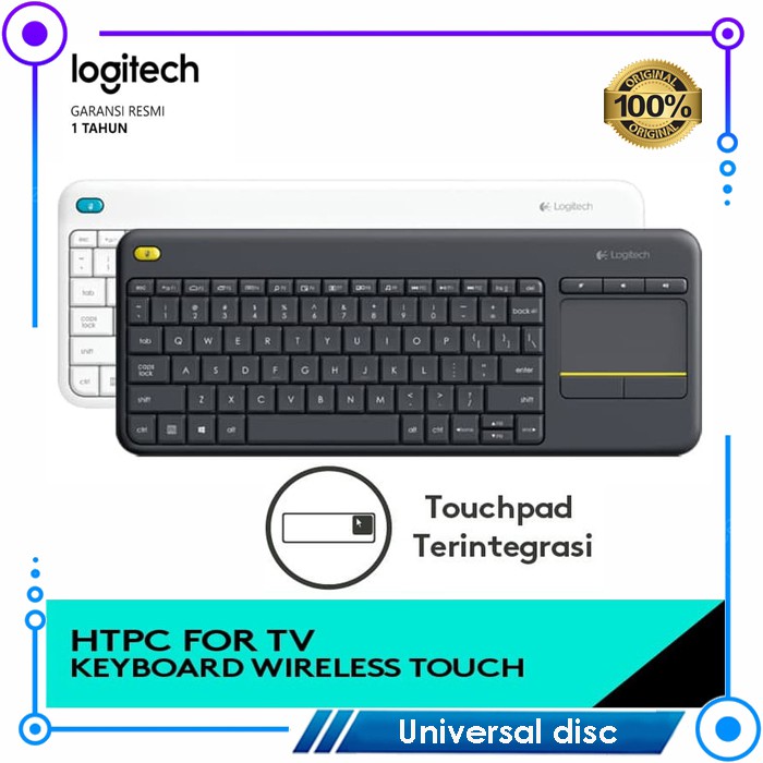 Logitech Wireless Touch Keyboard K400 Plus Original Garansi Resmi