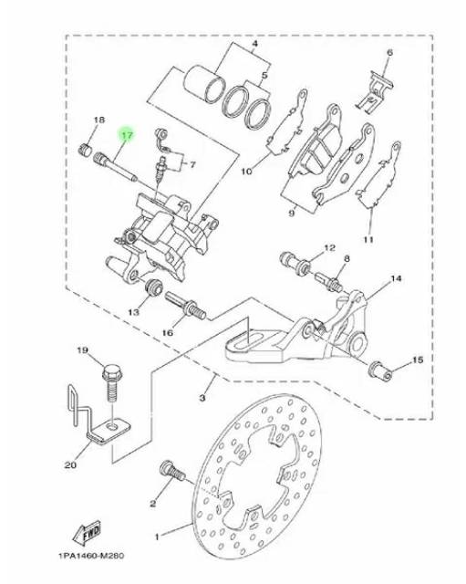 BAUT PIN PEN HANGER TAHANAN KAMPAS REM KALIPER BELAKANG R15 LAMA V2 XABRE VIXION NEW BK8 NVL NVA ORIGINAL YGP 50C-F5933-00