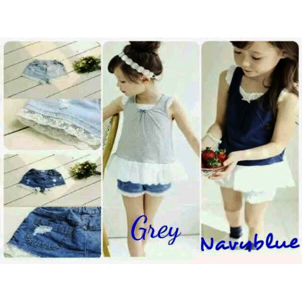 Setelan Dres Dan Jeans Anak Perempuan Charming Girl Import (ZH-JSP017)