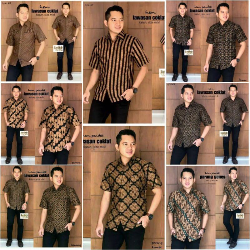 022 Zahira Batik HRB026 Kenongo Hem Kemeja Batik Pria Lengan Pendek  Katun Primis Halus M L XL