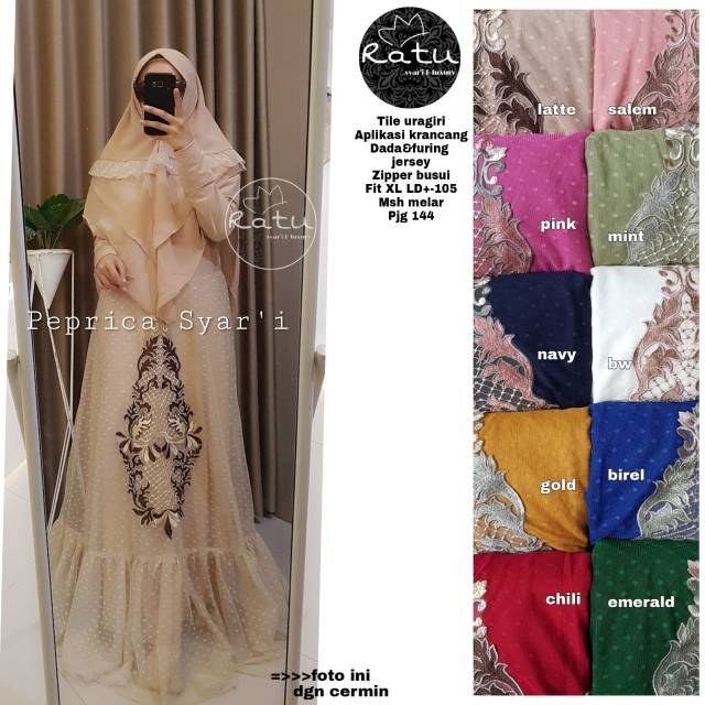 RHS ~ peprica syari gamis pesta syari premium jumbo busui ori solo by ratu hijab