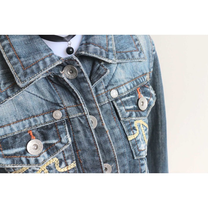 Terbaru Jjn-10 (M) Jeans Wanita Korea Crop Jacket Jaket Denim Levis Impor Diskon